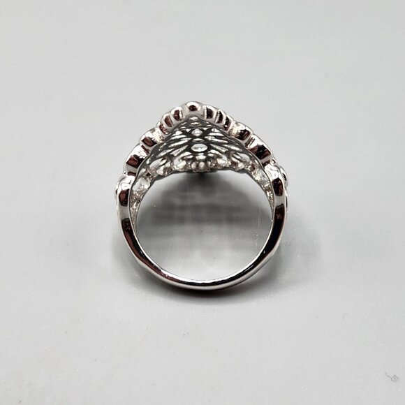 Sterling Silver Filigree Statement Ring Floral PAJ 925 Stamp Size 8 5.4g - Picture 3 of 10